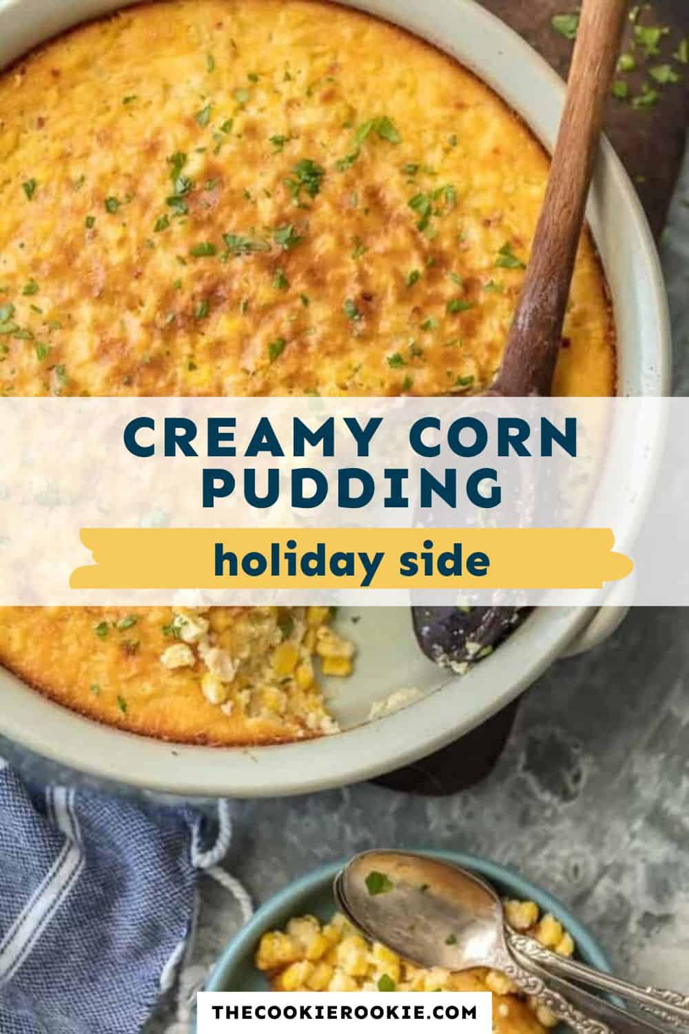 creamy corn pudding pin image