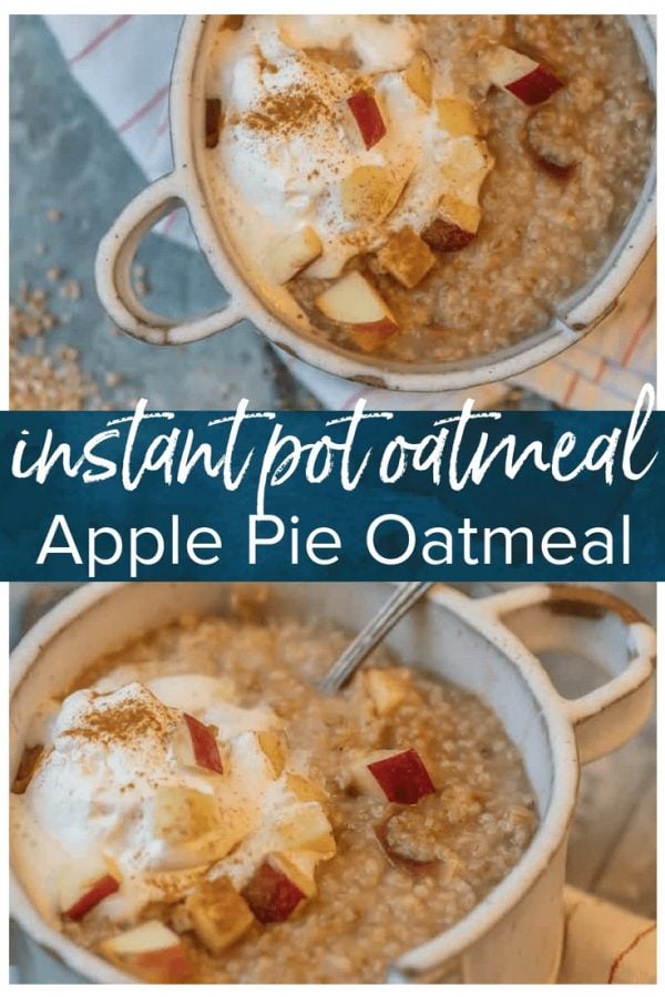INSTANT POT OATMEAL is so easy to make, so it's perfect for busy mornings. This Instant Pot Apple Pie Oatmeal is made in under 10 minutes, making mornings easy and delicious! Top this tasty apple oatmeal with some fresh whipped cream for an extra special treat. It tastes just like Apple Pie in breakfast form!