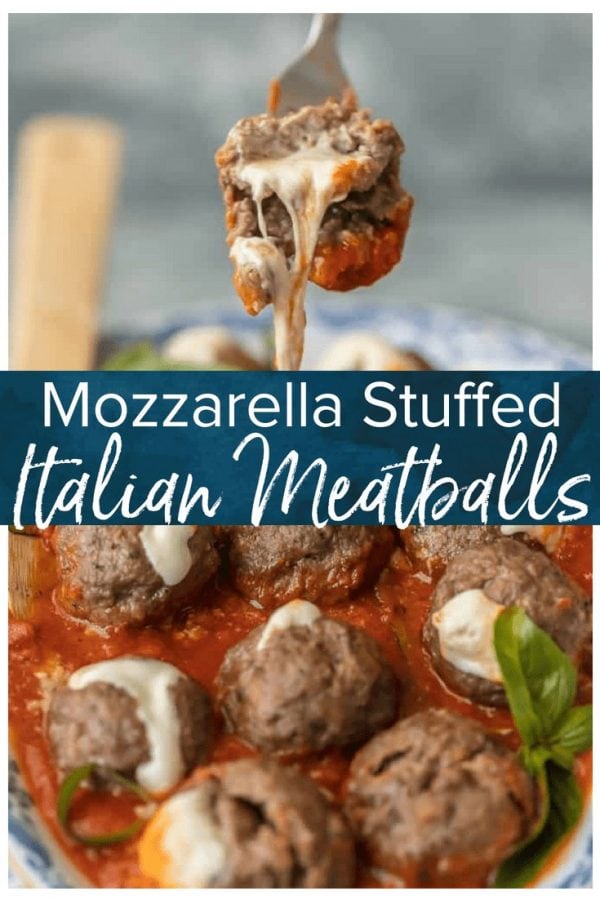 MOZZARELLA STUFFED MEATBALLS are the ultimate appetizer! Theses Italian meatballs are stuffed with whole milk mozzarella and they are oh so juicy and tender. You better make a double batch of these Mozzarella Meatballs if you want them to last! 