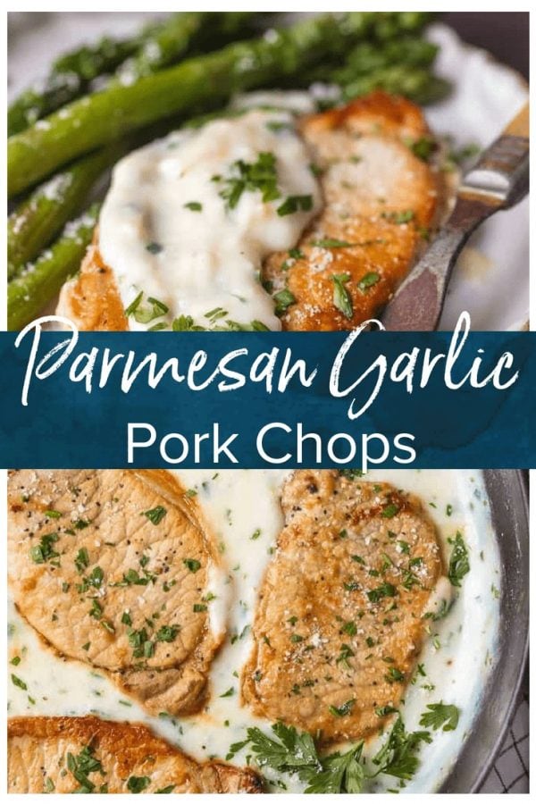 PARMESAN PORK CHOPS with CREAMY PARMESAN GARLIC SAUCE are so delicious! These creamy garlic parmesan pork chops are made in ONE PAN, making it a super easy one pan recipe you can make any night of the week. This pork chops recipe is the ultimate comfort food!