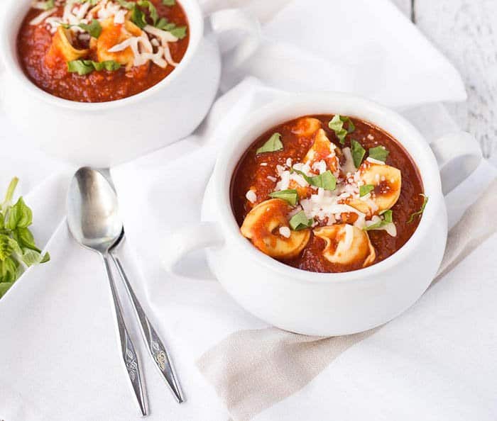 Slow Cooker Tomato Basil Tortellini Soup | Rachel Cooks