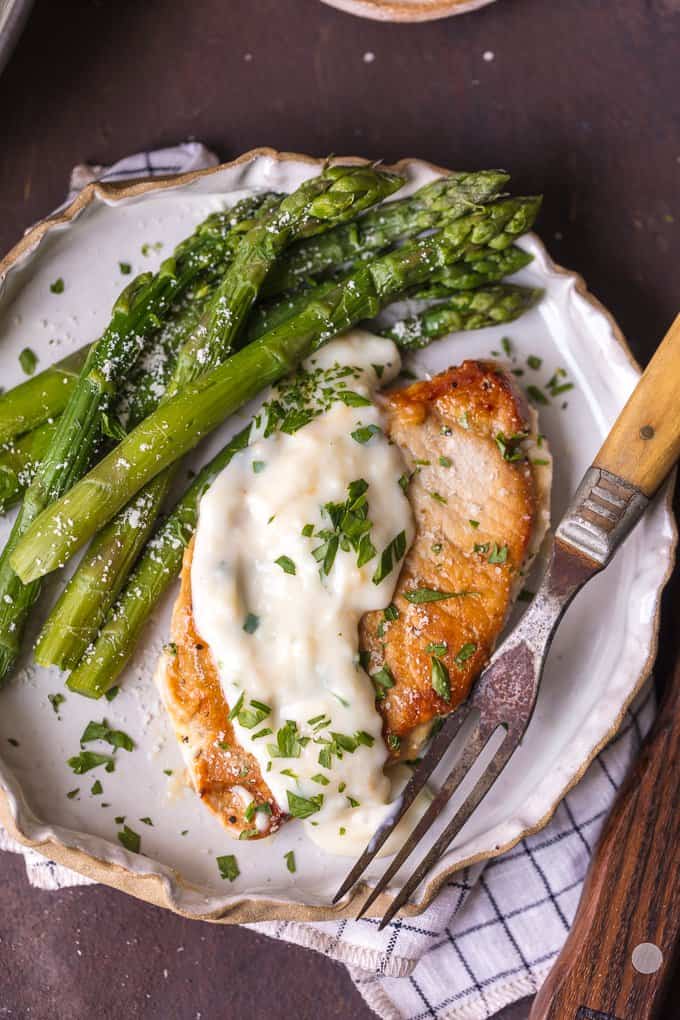 Parmesan Pork Chops with Creamy Parmesan Garlic Sauce