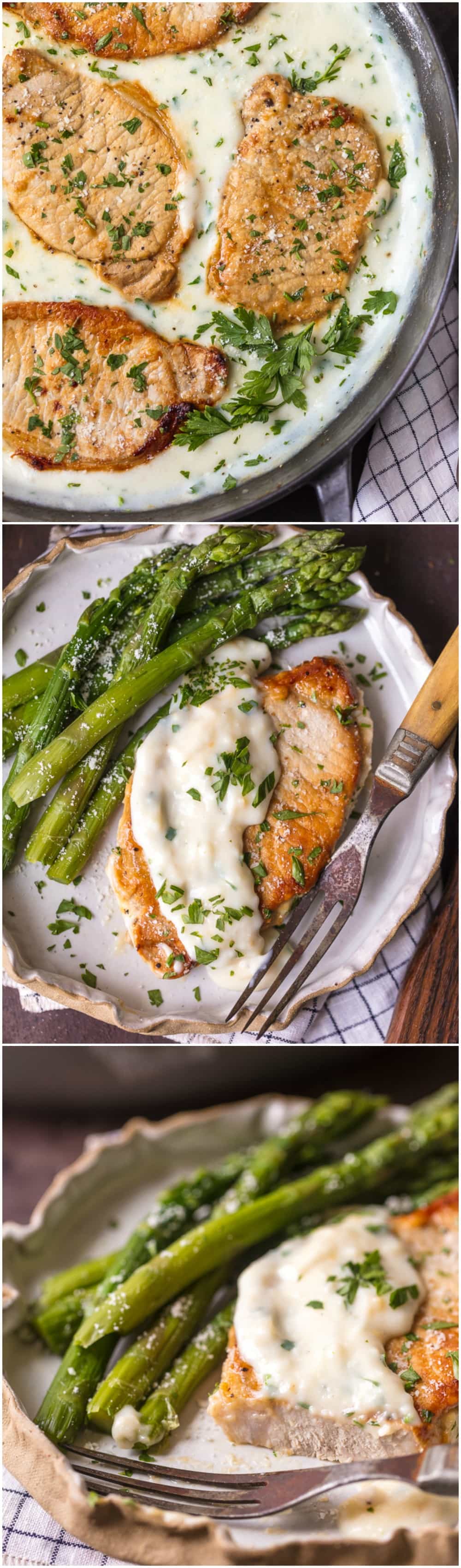 These CREAMY GARLIC PARMESAN PORK CHOPS are easy, made in ONE PAN, and so delicious. The ultimate comfort food!
