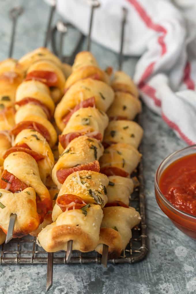Pizza on a stick appetizers