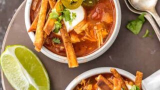 Slow Cooker Chicken Tortilla Soup (Healthy Crockpot Tortilla Soup)
