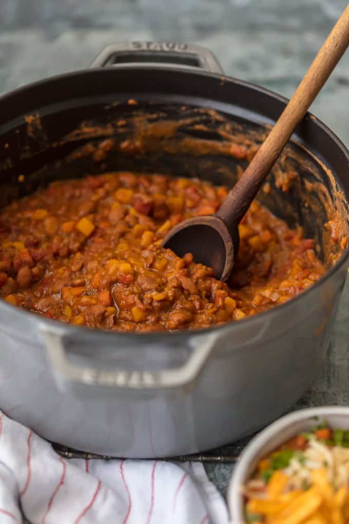 Easy Vegan Chili recipe is a large pot