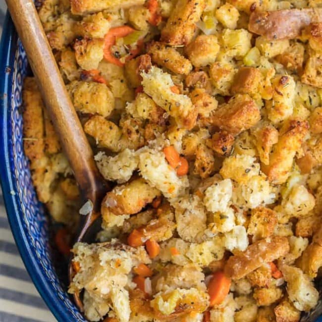 turkey stuffing in a dish