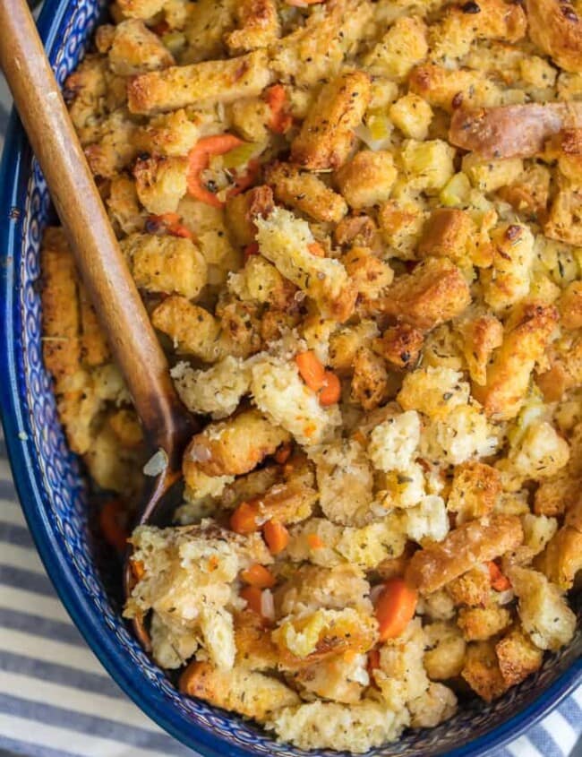 turkey stuffing in a dish