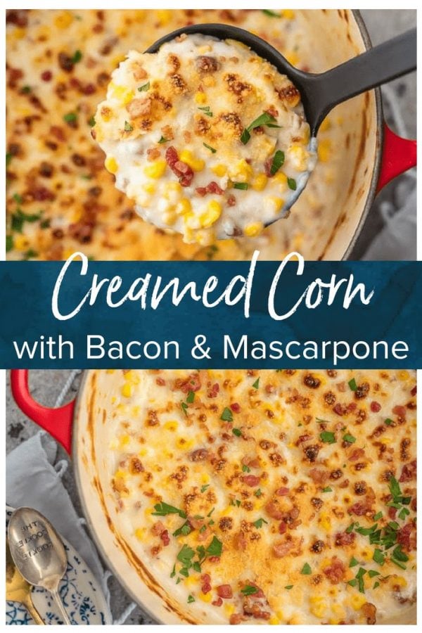 This PARMESAN CREAMED CORN WITH BACON AND MASCARPONE is one of our favorite holiday side dish recipes. If you're looking for a fabulous and unique gluten free Thanksgiving or Christmas recipe, this is it!