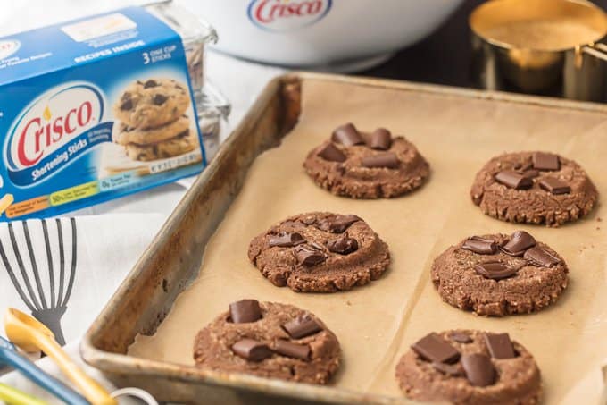 Chocolate Sugar Cookies are my go-to easy cookie recipe! This Fluffy Sugar Cookie Recipe has a crinkly sugar crust and has added chocolate chunks for ultimate decadence. This Chocolate Sugar Cookie Recipe is a classic, using Crisco, to make them extra fluffy and fool-proof. You haven't lived until you've tried these Chocolate Sugar Cookies!