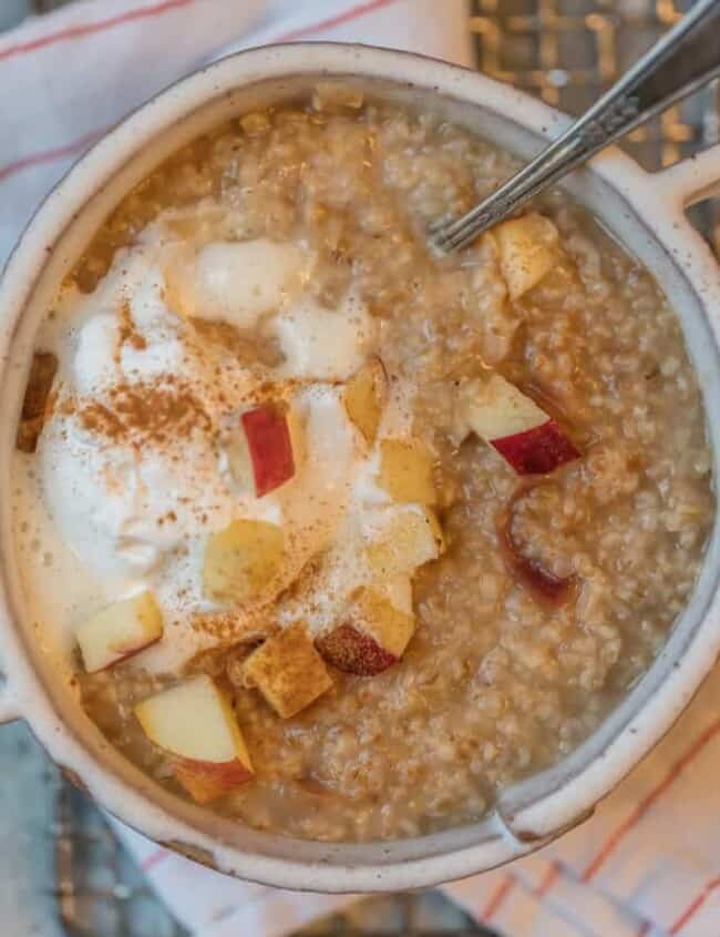 This INSTANT POT APPLE PIE OATMEAL is made in under 10 minutes and is making mornings easy and delicious! Top with some fresh whipped cream for an extra special treat.