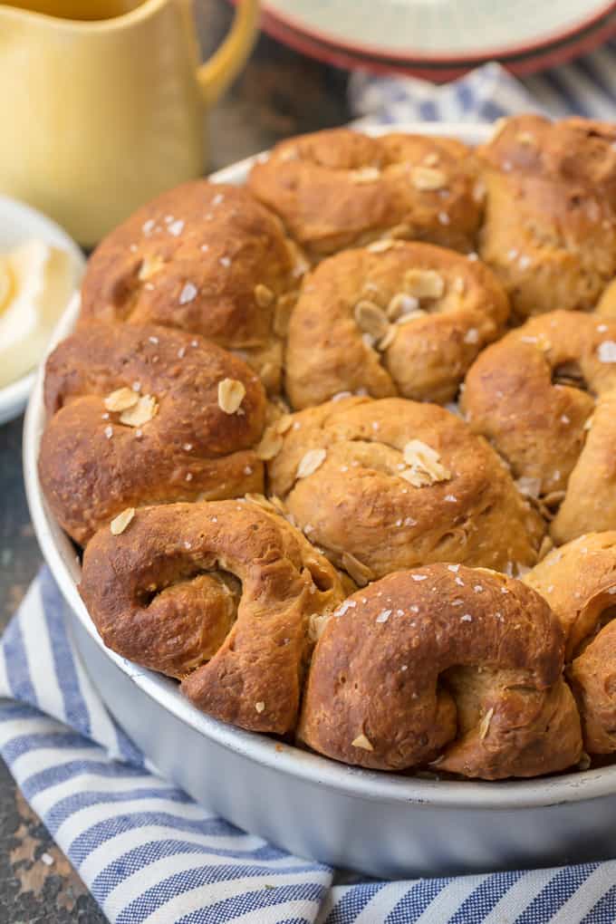 close up on oatmeal rolls