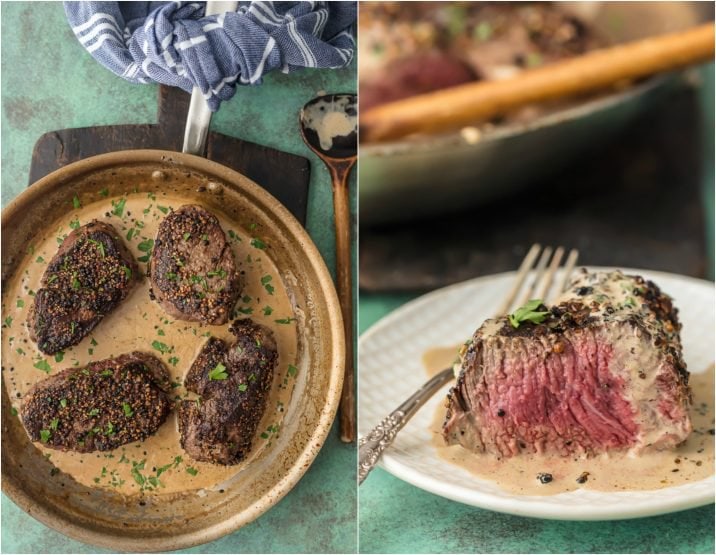 Skillet Steak with Peppercorns and Brandy Cream Sauce Recipe The