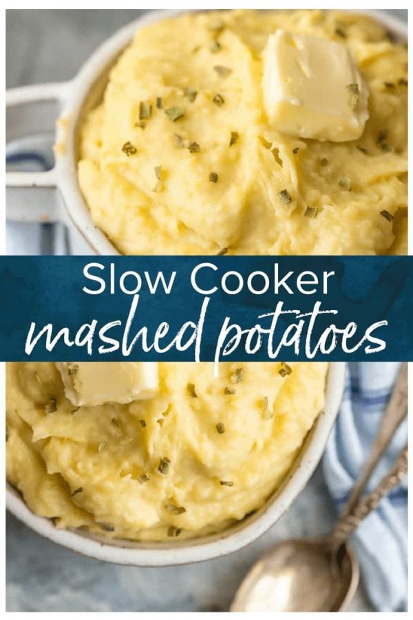 Slow Cooker Mashed Potatoes with Garlic Butter are one of the easiest and best side dishes for any dinner or holiday. These Crock Pot Mashed Potatoes are the perfect EASY Thanksgiving, Christmas, or Easter side dish. So much flavor and none of the fuss. Making this Roasted Garlic Mashed Potatoes recipe in a Crock Pot is SO EASY! Creamed Potatoes for the win!