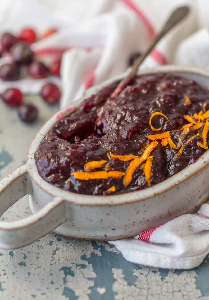 Spiked Cranberry sauce in a white dish