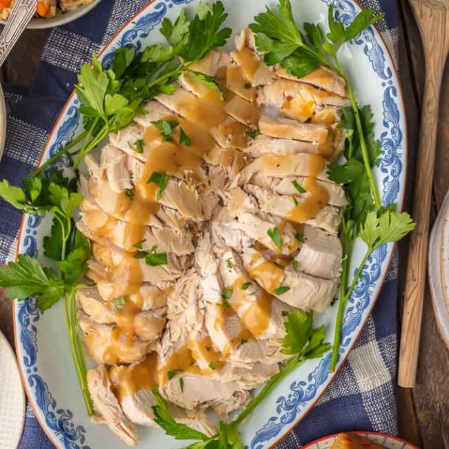 Instant Pot Turkey Breast is a great and EASY way to cook your Thanksgiving Turkey! You can cook this INSTANT POT TURKEY BREAST RECIPE in under an hour and be ready for Thanksgiving! Cooking Turkey Breast in a pressure cooker takes off all the pressure (ha) of making the Thanksgiving Turkey so you can just enjoy your holiday. Pressure Cooker Turkey Breast is quick, easy, and always JUICY!