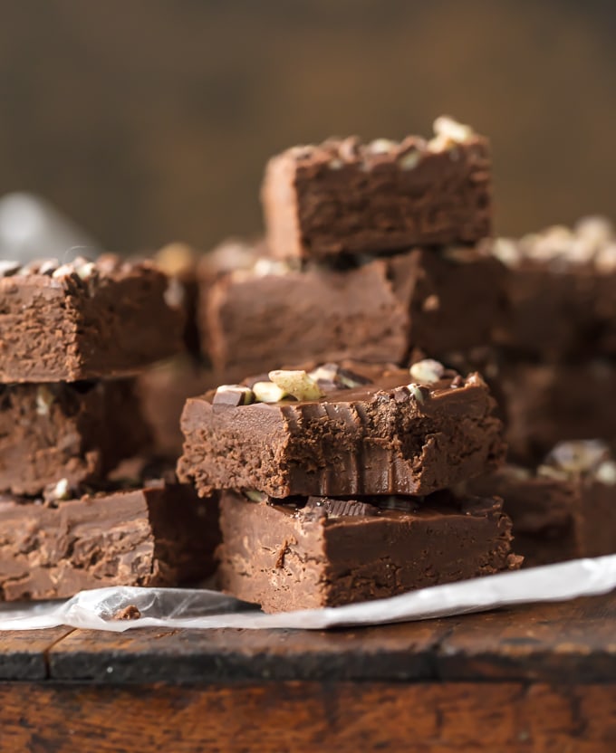 Stacks of mint chocolate fudge squares
