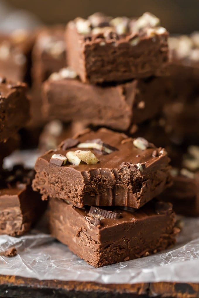 2 Ingredient Fudge with Andes Mint Chocolate Chips