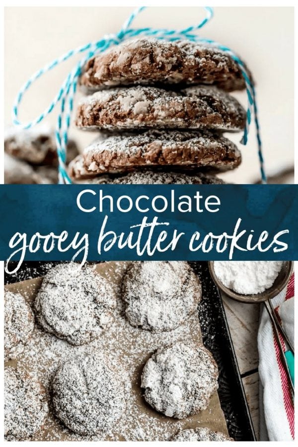GOOEY BUTTER COOKIES are the perfect combination of gooey butter cake, chocolate brownies, and soft cookies! Being from St. Louis, we are big fans of gooey butter cake. It's even better when you add chocolate and make it into cookie form! Chocolate Cake Cookies just got an upgrade. This Chocolate Gooey Butter Cookies Recipe is one of my favorite Christmas cookie recipes!