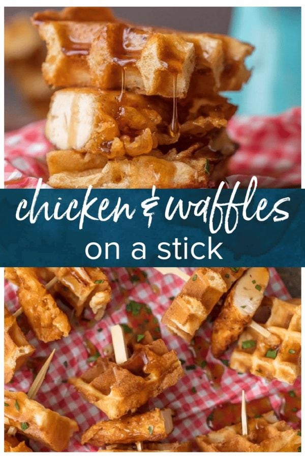 These MINI CHICKEN AND WAFFLES ON A STICK are so fun and perfect for celebrating! Whether its the holidays or game day, these will wow any crowd. So delicious!