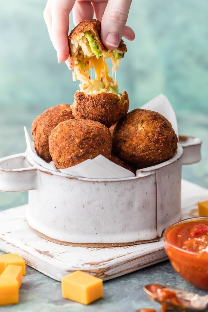 Arancini Balls stuffed with broccoli and cheese