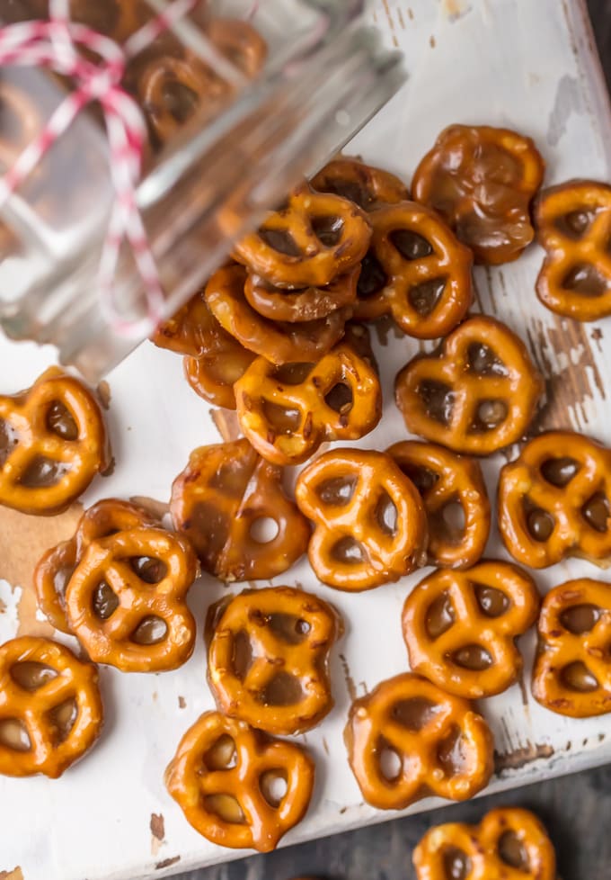 Mini butter toffee pretzels