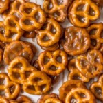 These CARAMEL PRETZELS are divine! If you're looking for an easy sweet treat, these mini BUTTER TOFFEE PRETZELS are a must-try. These mini toffee pretzels are simple yet addicting...making them the ultimate holiday snack.