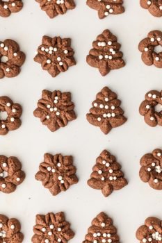 Spritz Cookies are a must make for Christmas. You'd never guess that these CHOCOLATE SPRITZ COOKIES are GLUTEN FREE! Utterly delicious, like little heavenly brownie bites. This Spritz Cookie Recipe is the ultimate EASY Christmas cookie recipe!
