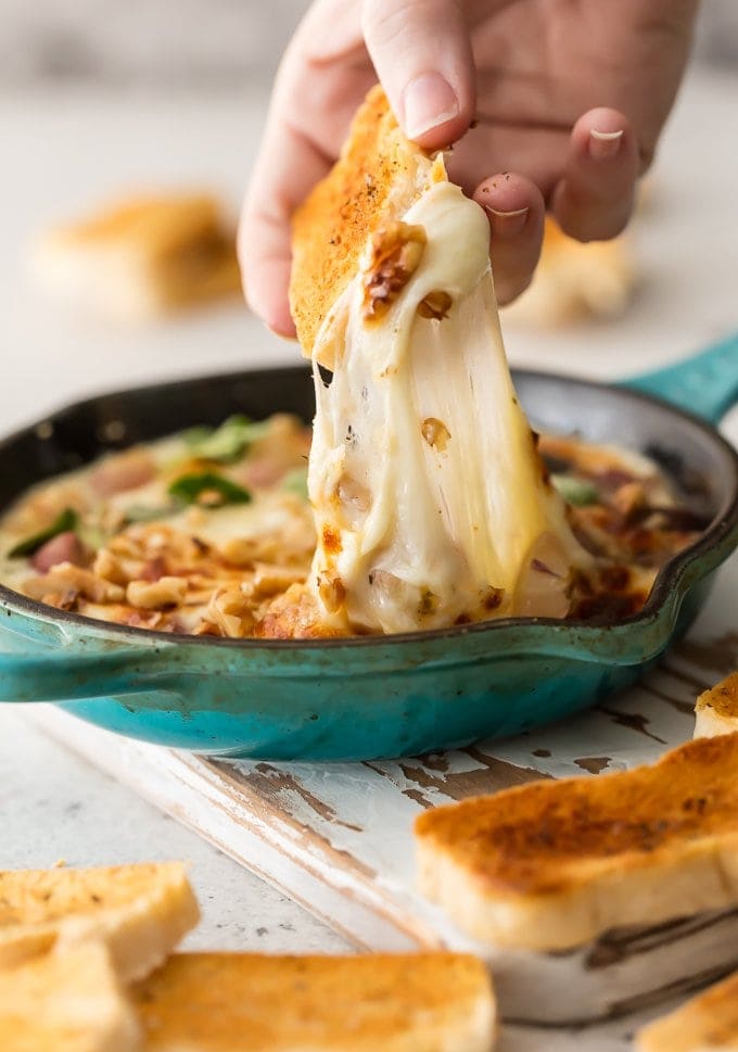 Baked Provolone Cheese Dip in skillet