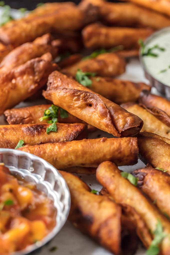 Homemade Taquitos Recipe, close up of mini taquitos 