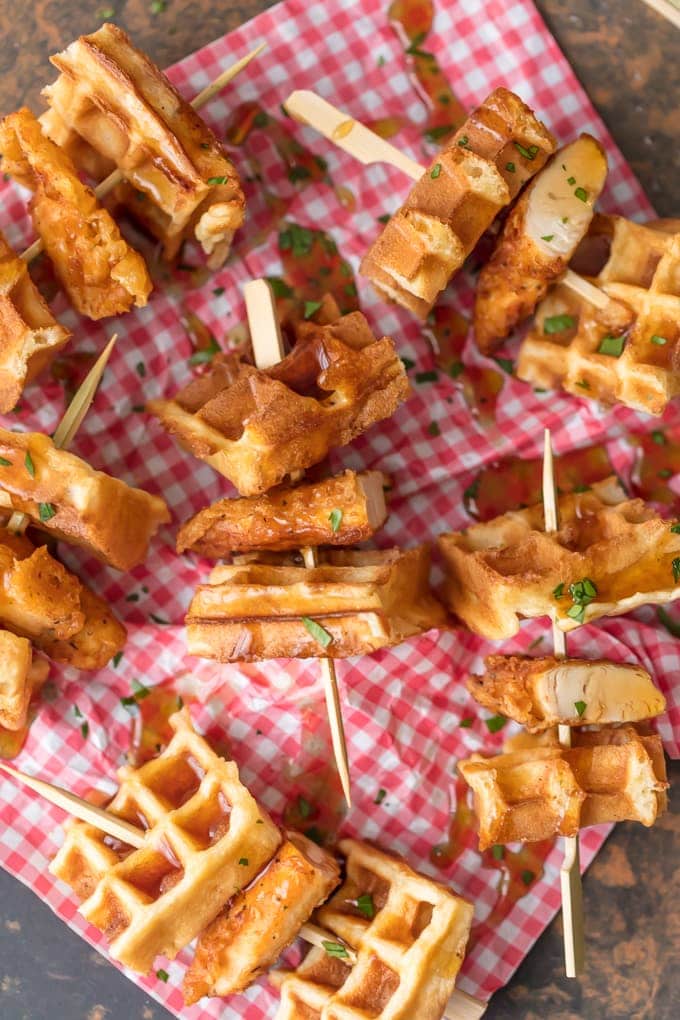 Mini Chicken and Waffles on a stick