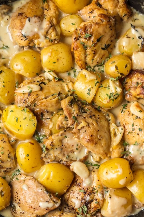 40 Clove Garlic Chicken and Potatoes with Cream Sauce Recipe The