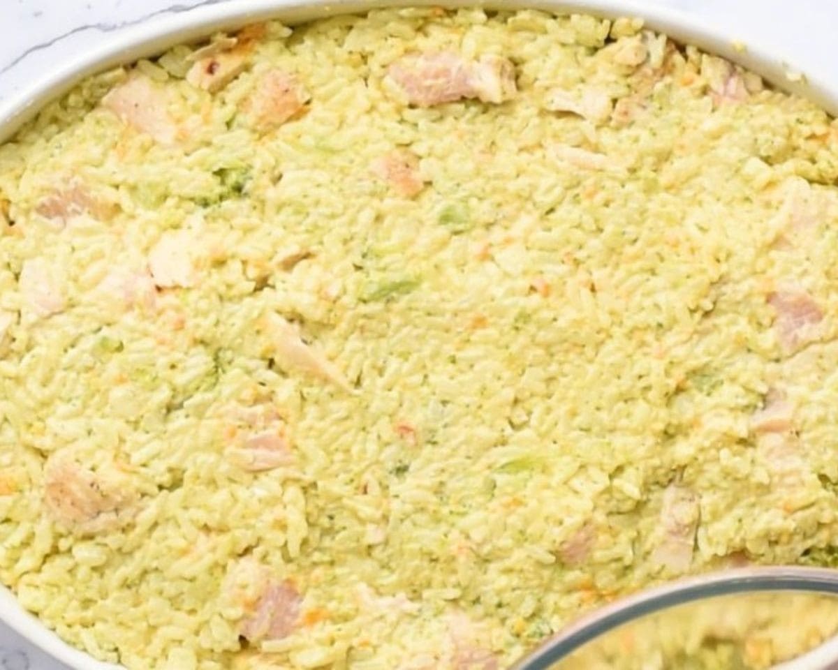 Transferring to the casserole dish.