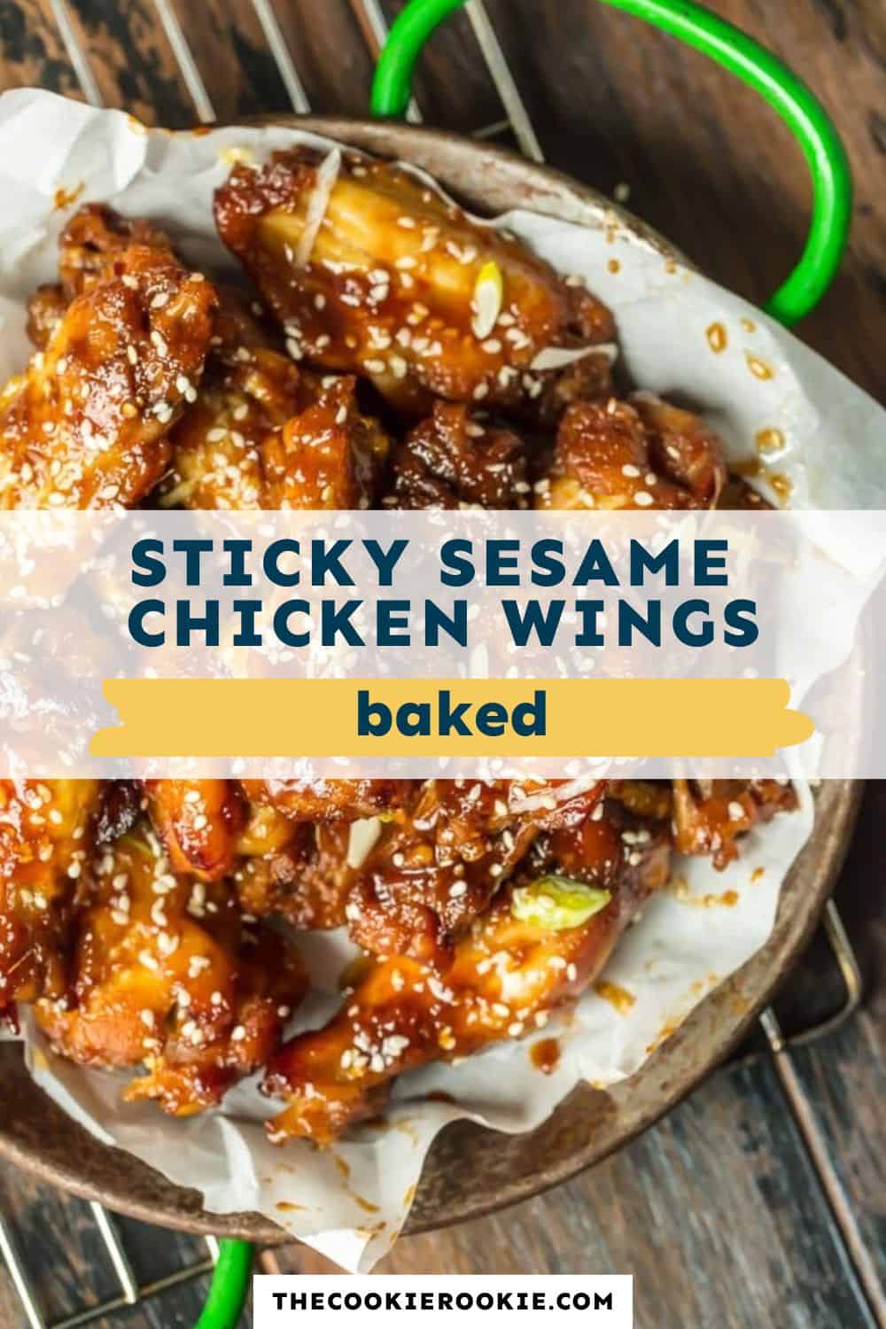 Sticky Sesame Chicken Wings pin image