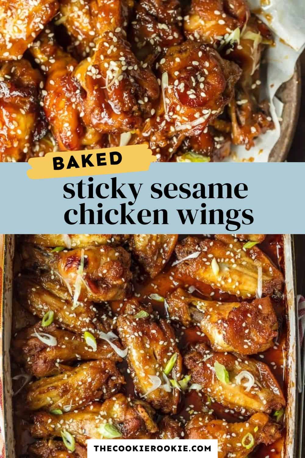 Sticky Sesame Chicken Wings pin image