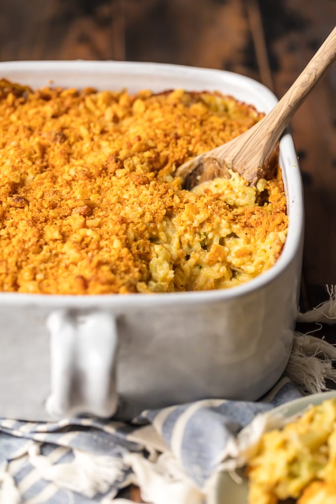 wooden spoon in casserole