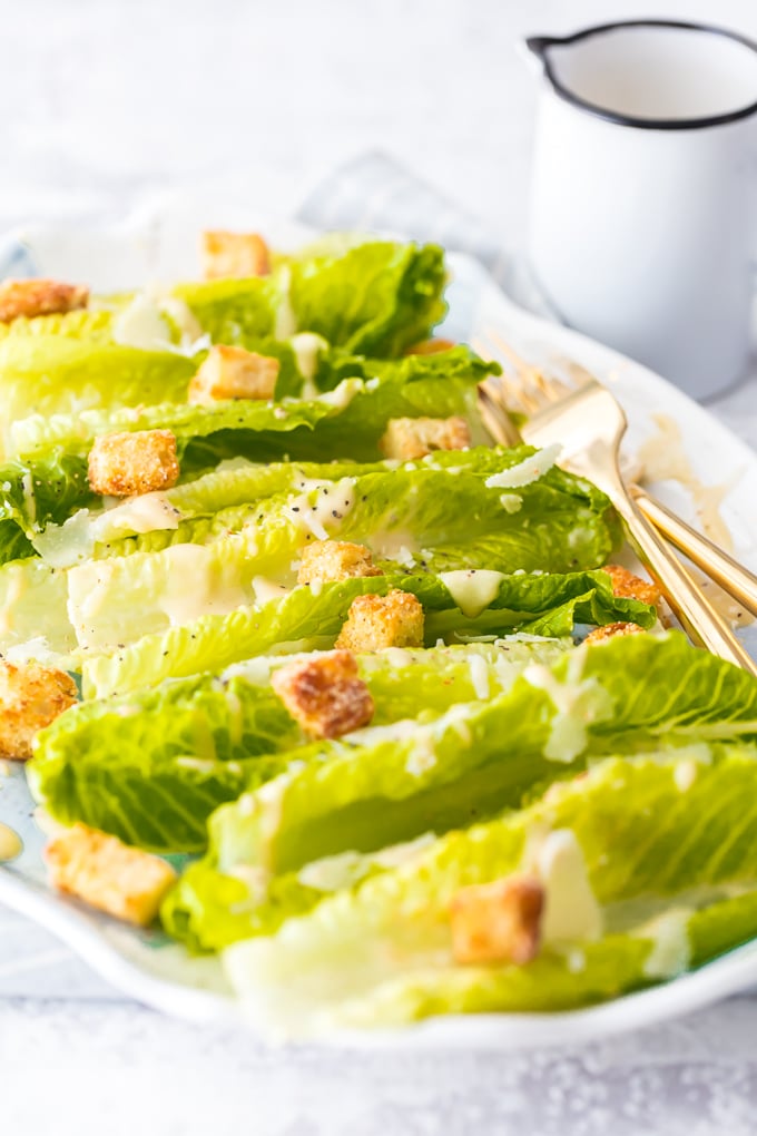 classic caesasr salad on a plate