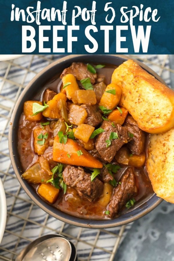 This INSTANT POT 5 SPICE BEEF STEW is topping my list of favorite Winter soups this year. So comforting, easy, and unique! It's made in minutes in the pressure cooker and sure to please the entire family. So much flavor and so little effort. My kind of recipe.