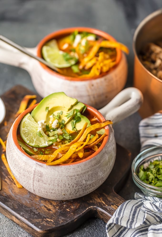 2 bowls of instant pot chicken tortilla soup
