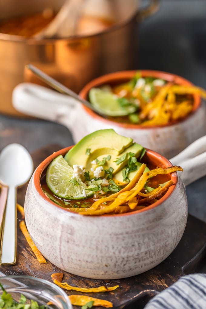 Instant Pot Chicken Tortilla Soup in bowls