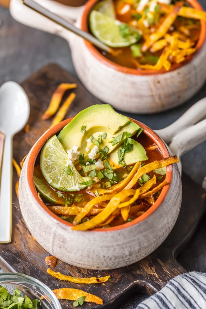 Easy chicken tortilla soup in bowl