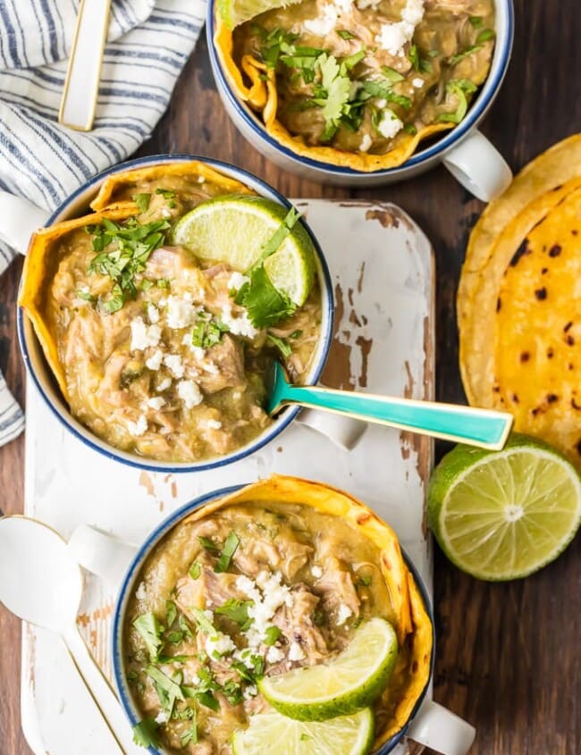 bowls of chili verde