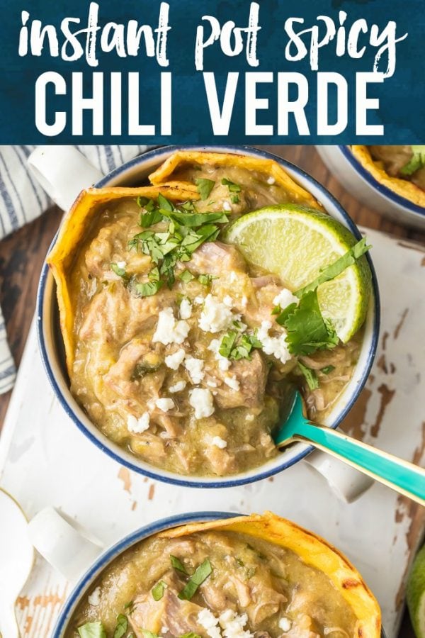 This INSTANT POT CHILI VERDE is made in minutes, full of flavor, and sure to warm your soul this Winter. All the spice in all the right places! We love to fry tortillas and lay at the bottom of the bowl for extra crunch and texture.