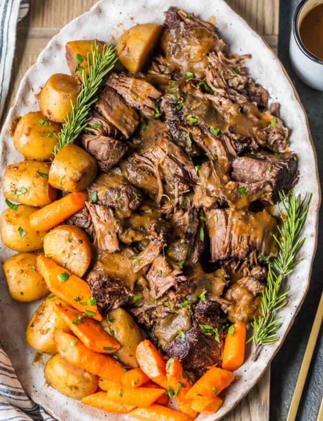 Instant Pot Pot Roast Recipe is the only recipe I need in life! Pot Roast is my absolute favorite! There's something about the tender meat, potatoes, carrots, and THAT SAUCE that is so comforting and delicious. This is the BEST POT ROAST RECIPE of all time. If you're in the mood for comfort food, you have to learn how to make this Pot Roast!