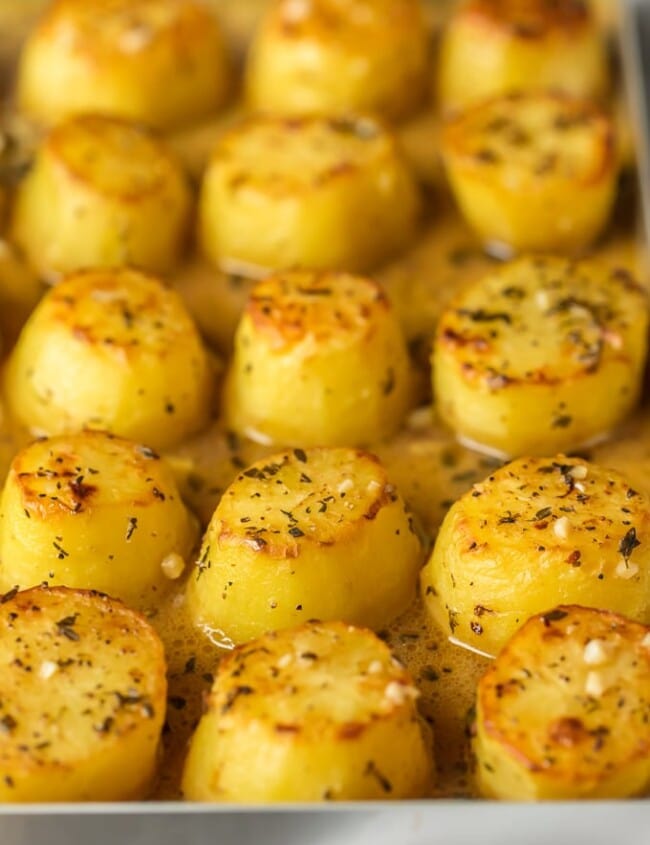 These OVEN ROASTED MELTING POTATOES are the ultimate side dish. Practically dripping butter, these soft and tender OVEN ROASTED POTATOES go with any and every meal and are sure to please. These are my very favorite potato side dish! It doesn't get better than this!