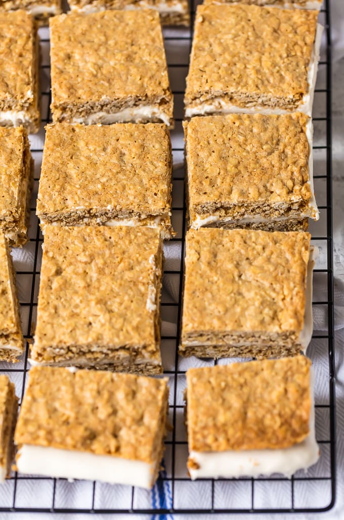 oatmeal cream pies on a wire rack