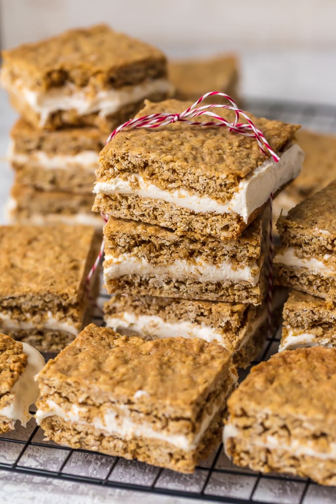 square homemade oatmeal cream pies stacked