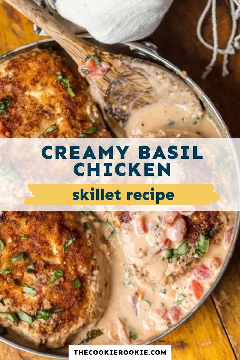 creamy basil chicken pin image