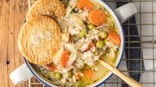 Chicken Pot Pie Soup with Pie Crust Crackers