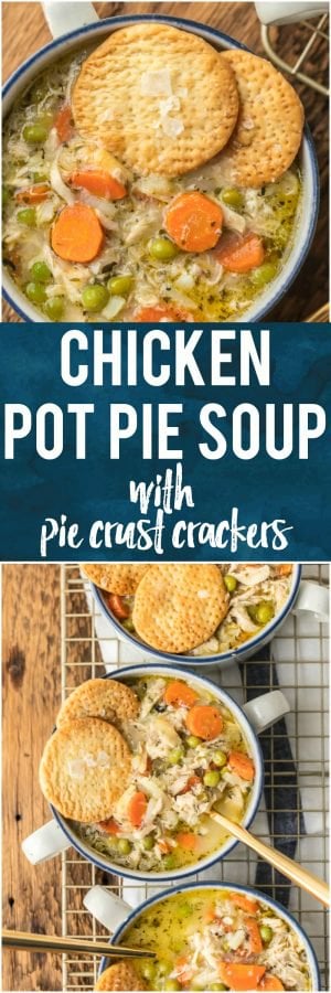 This CHICKEN POT PIE SOUP with PIE CRUST CRACKERS is hearty, delicious, creative, and easy; a favorite family recipe transformed into an unexpected soup! It's one of our favorite comfort food soups for Winter. 